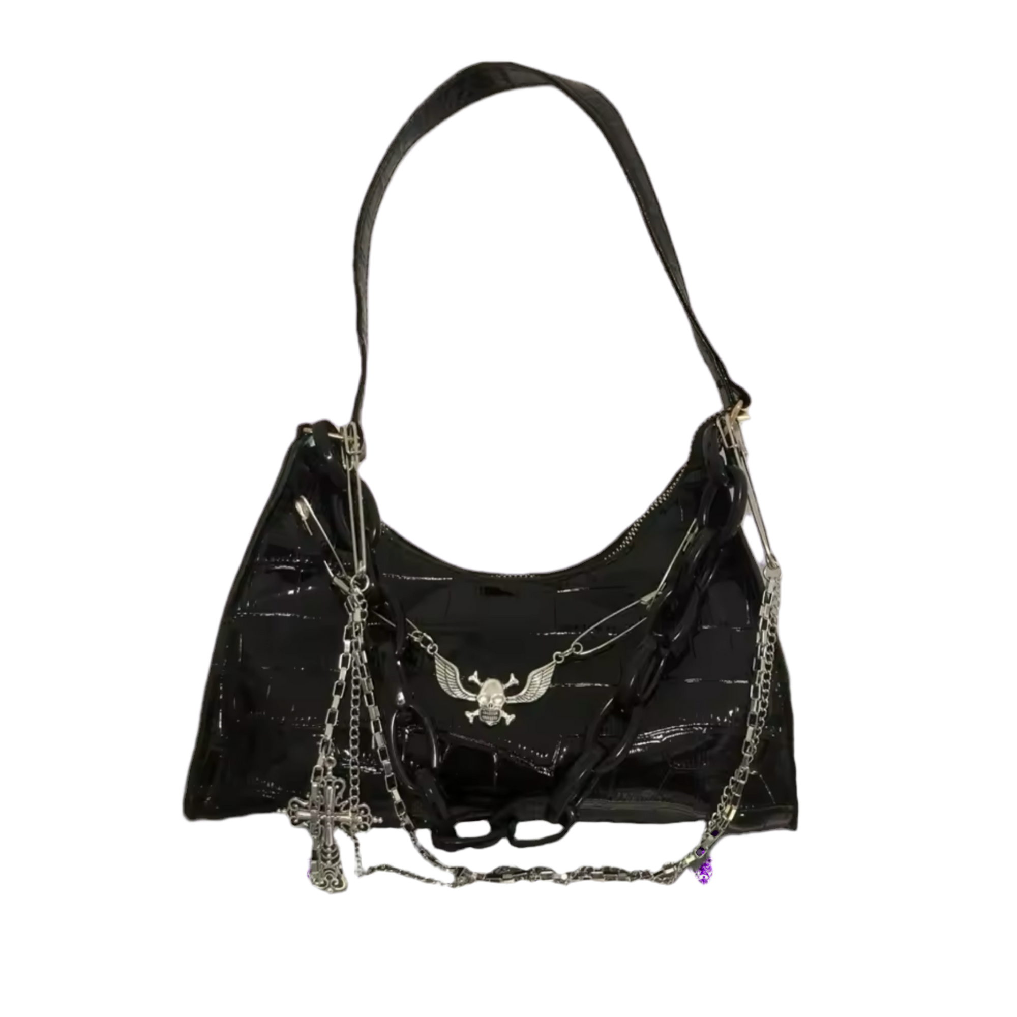 LEATHER SKULL WINGS BAG