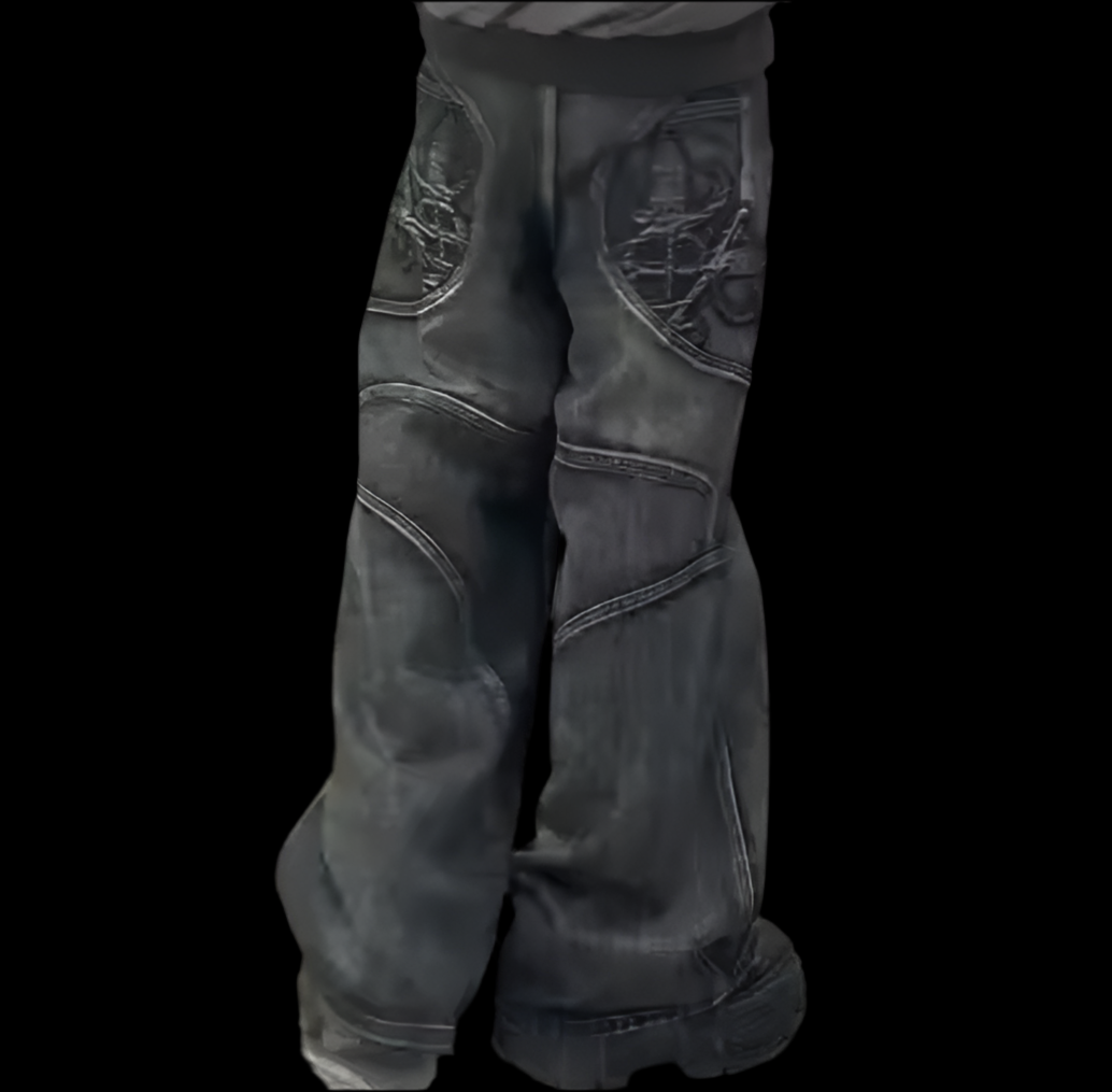 EMROIDERED WASHED RAVER JEANS