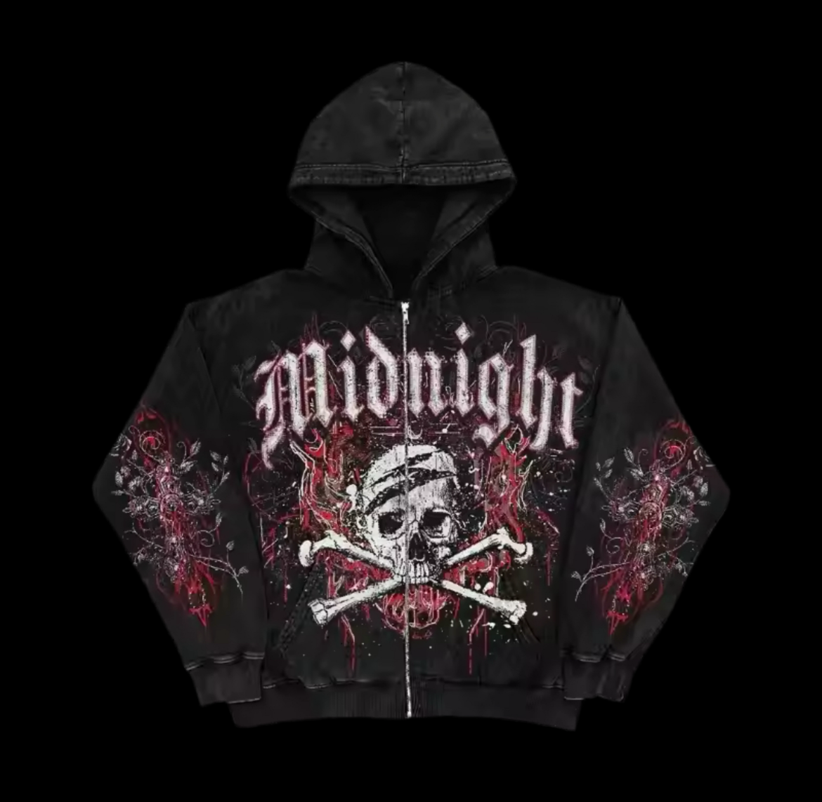 MIDNIGHT SKULL ZIP UP (Purple/Red)