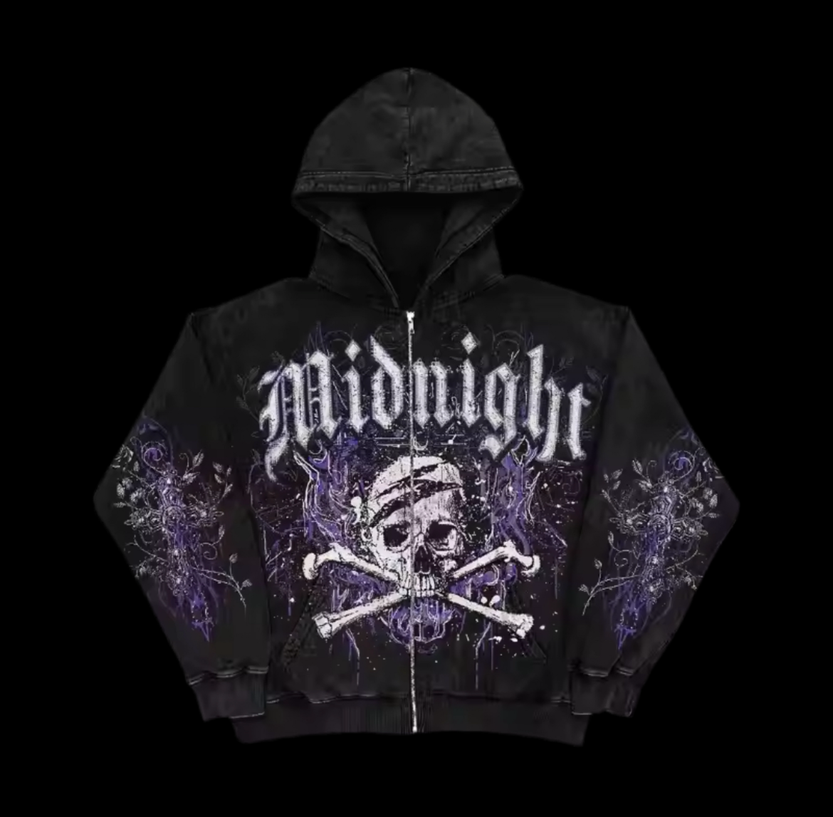 MIDNIGHT SKULL ZIP UP (Purple/Red)