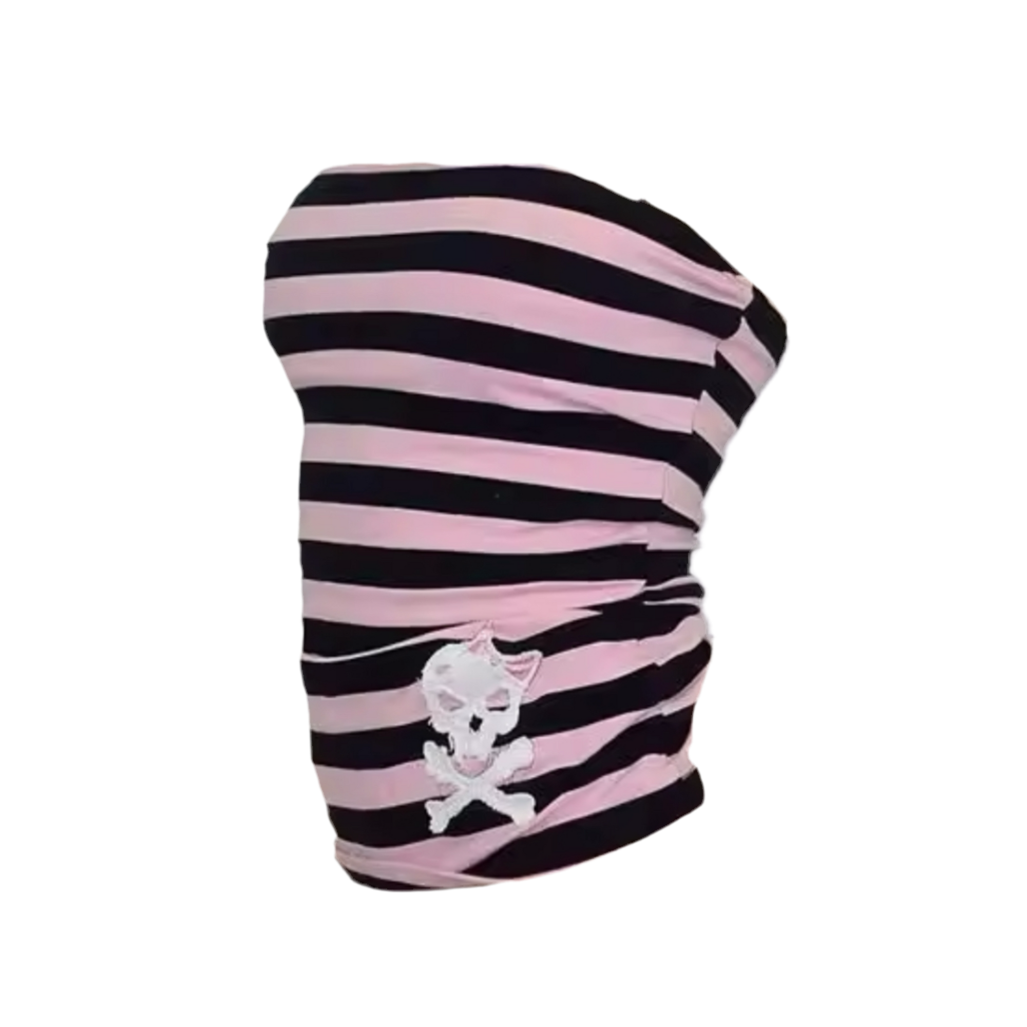 BLACK PINK STRIPED TUBE TOP