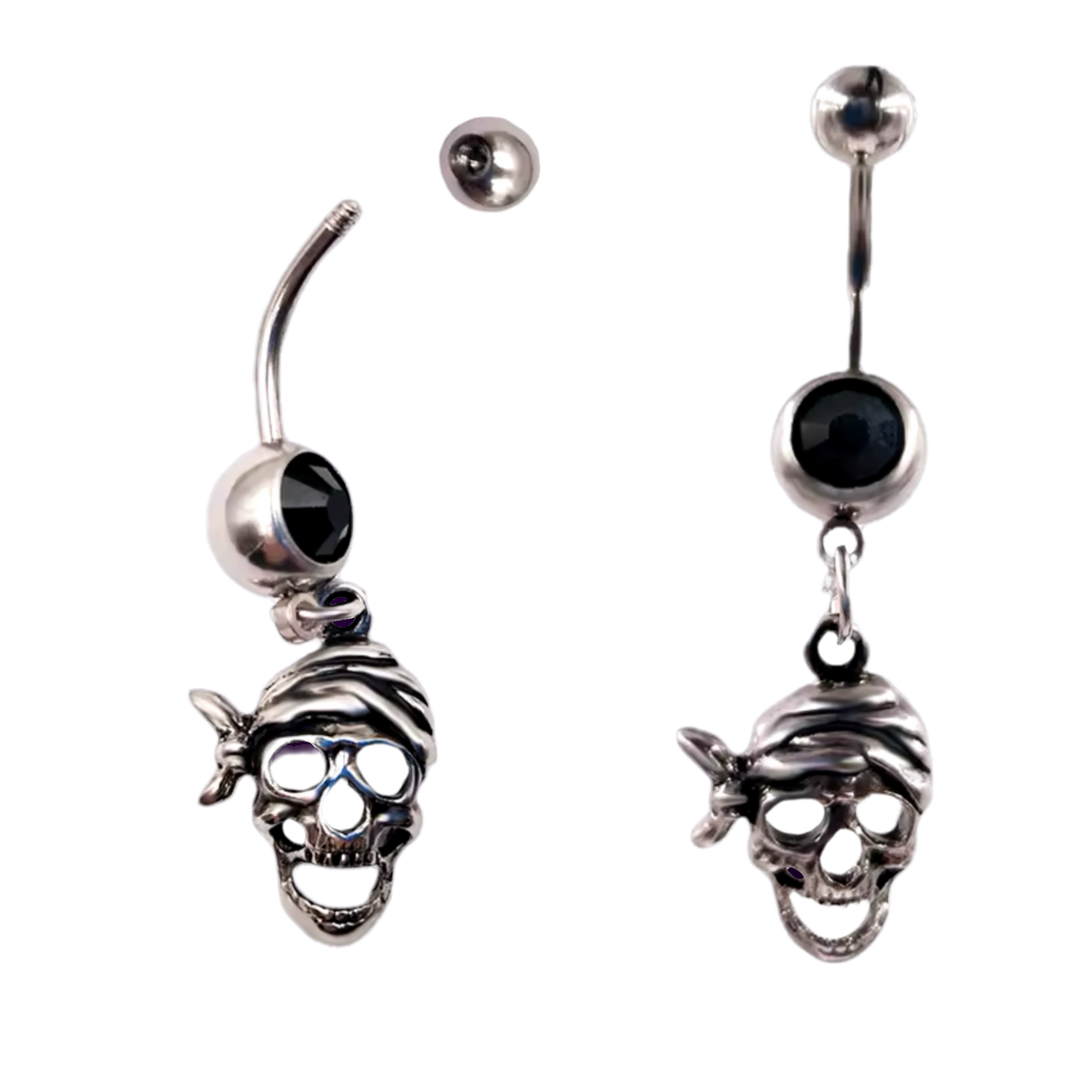 PIRATE SKULL BELLY BUTTON PIERCING