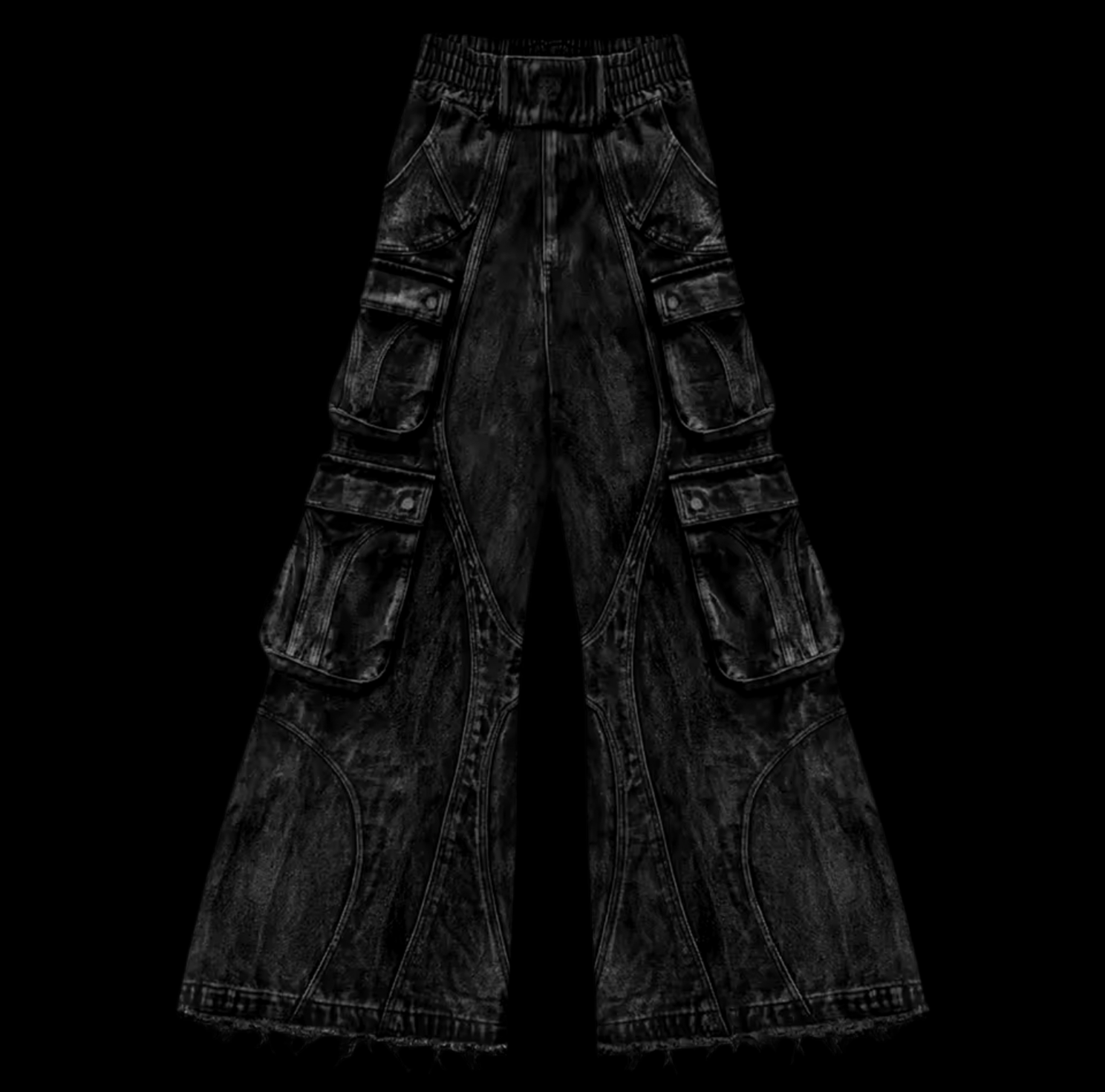 BLACK CARGO WASHED DENIM