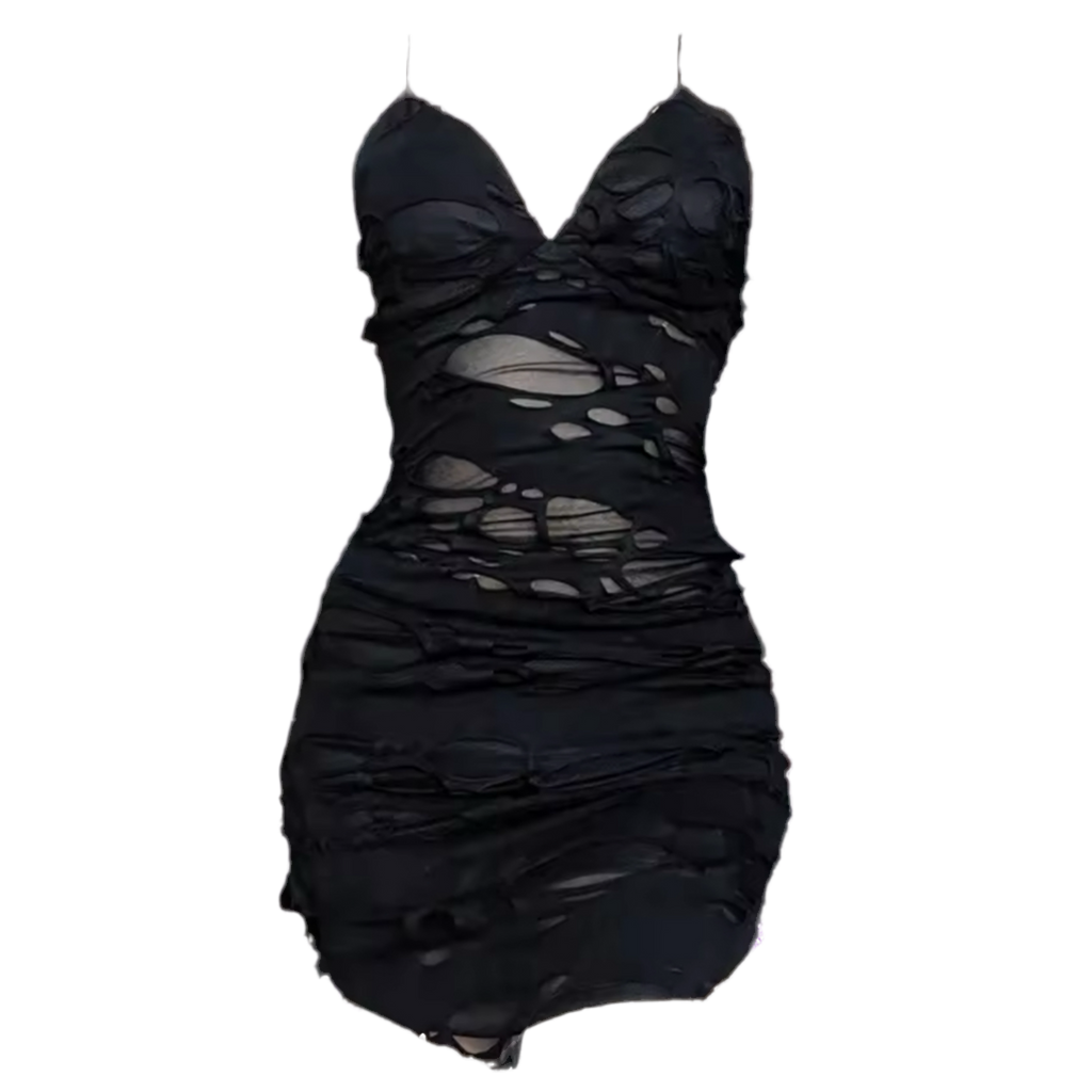 RIPPED SLICK DRESS