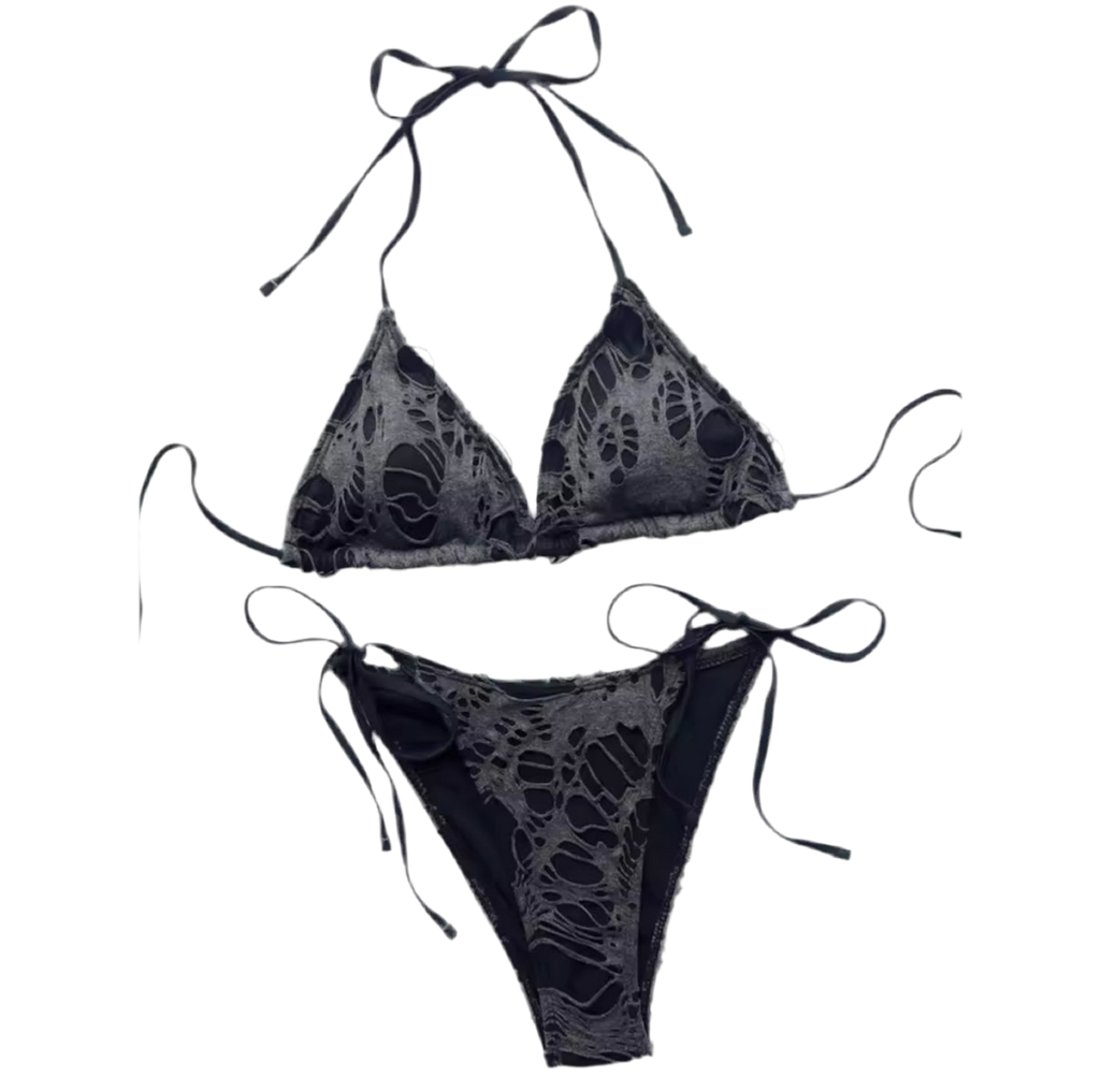 DISTRESSED BIKINI (BLACK/PINK)