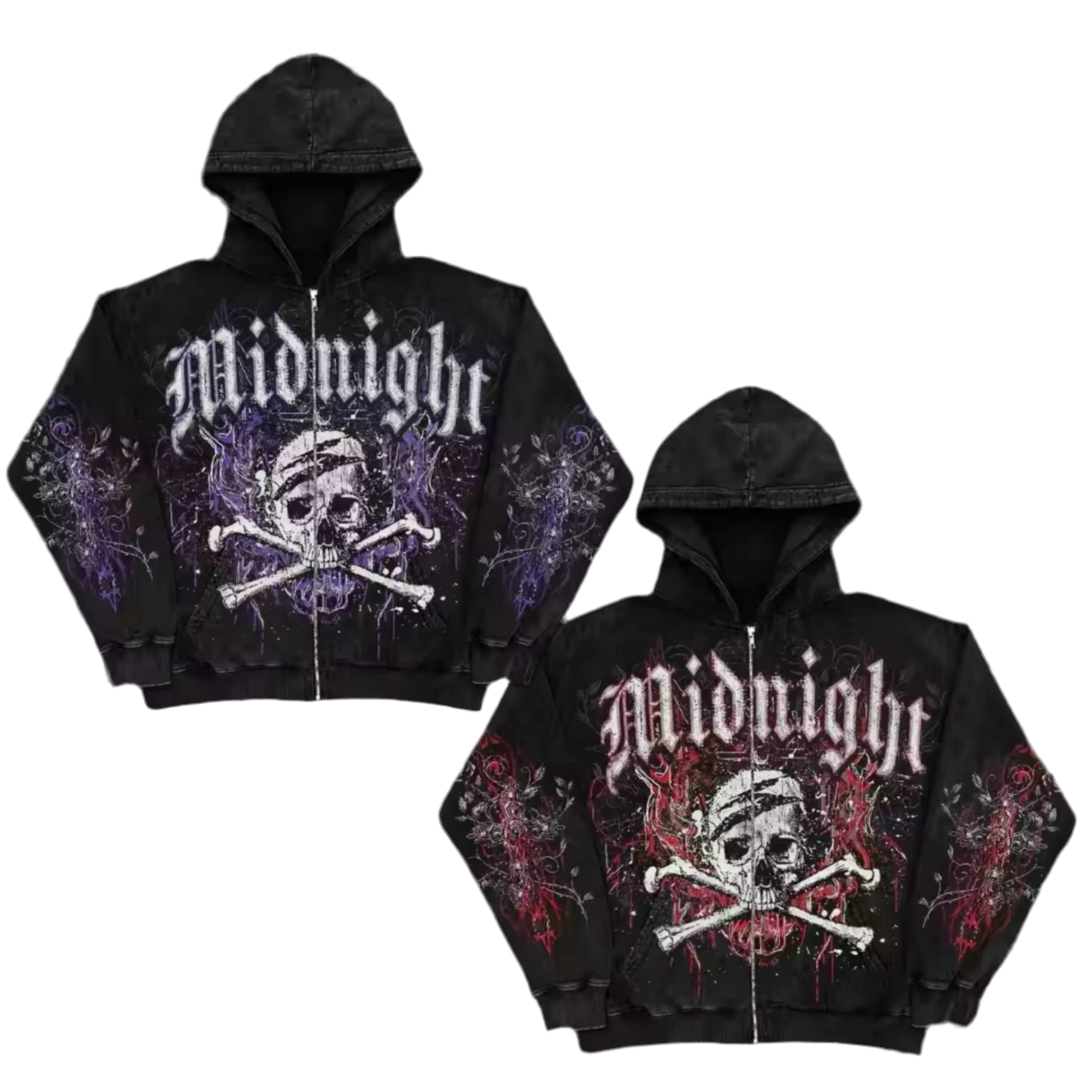 MIDNIGHT SKULL ZIP UP (Purple/Red)