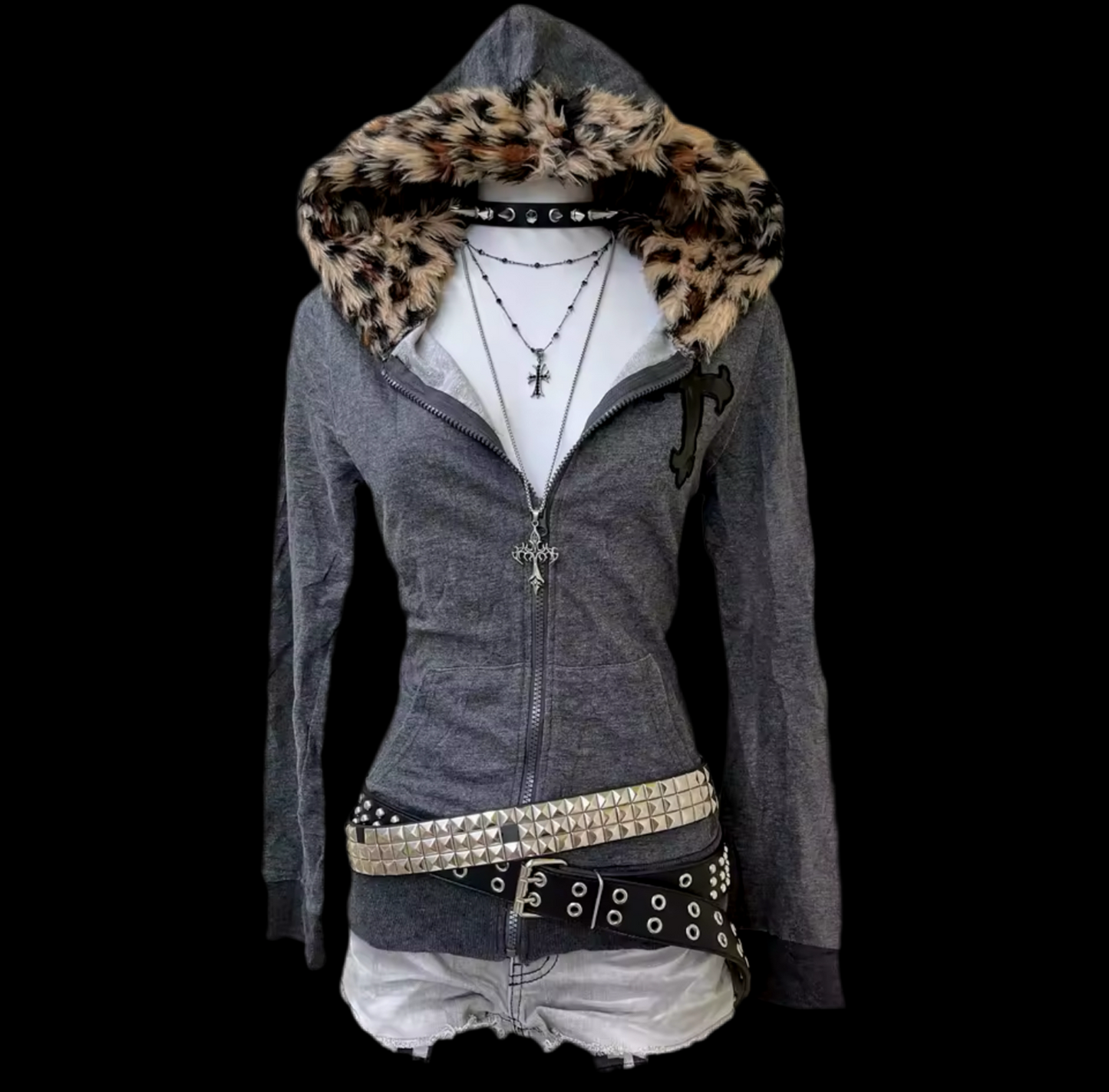 FURRY CHEETAH HOOD ZIP UP