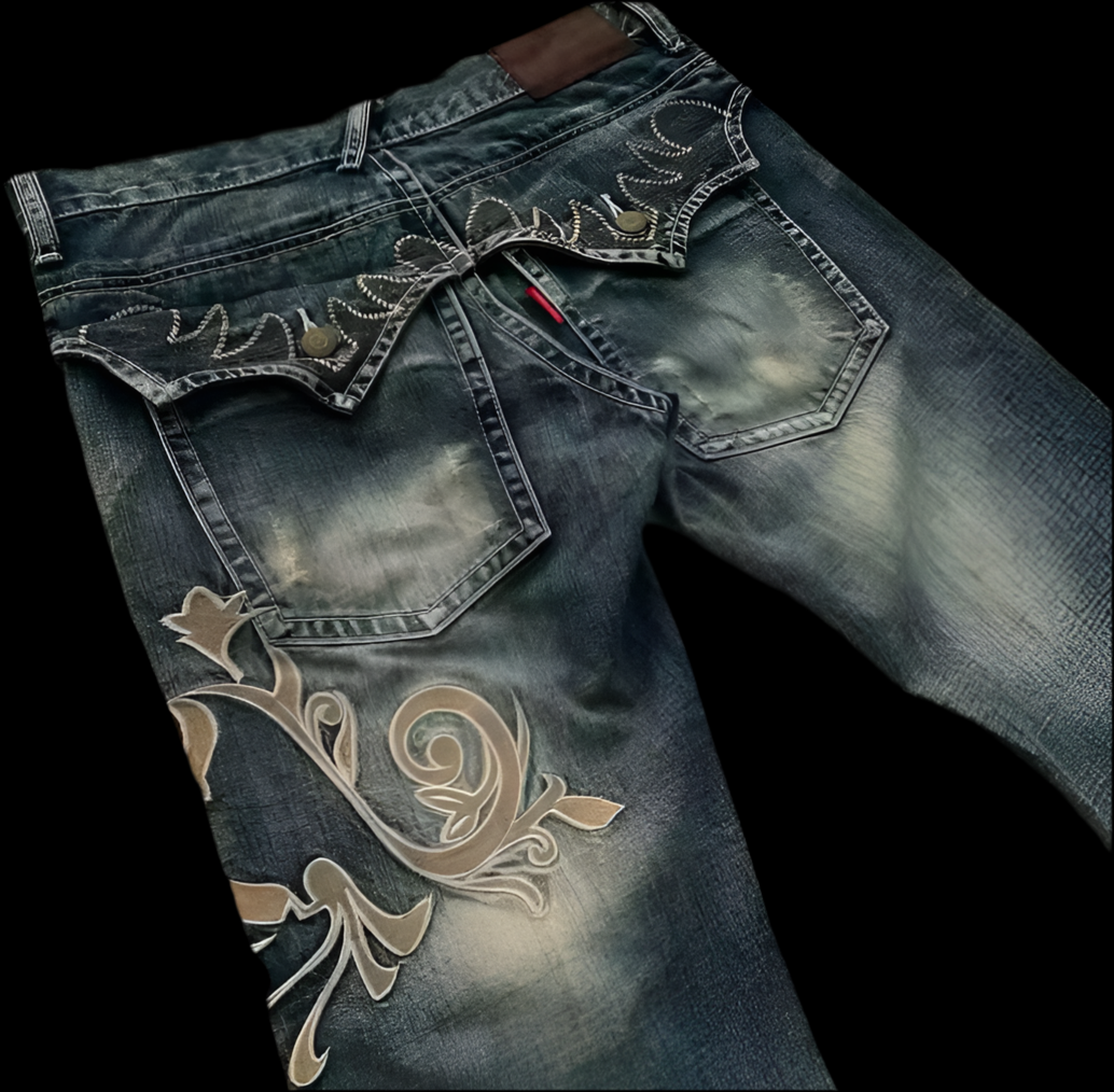 GRAPHIC FLARED DENIM