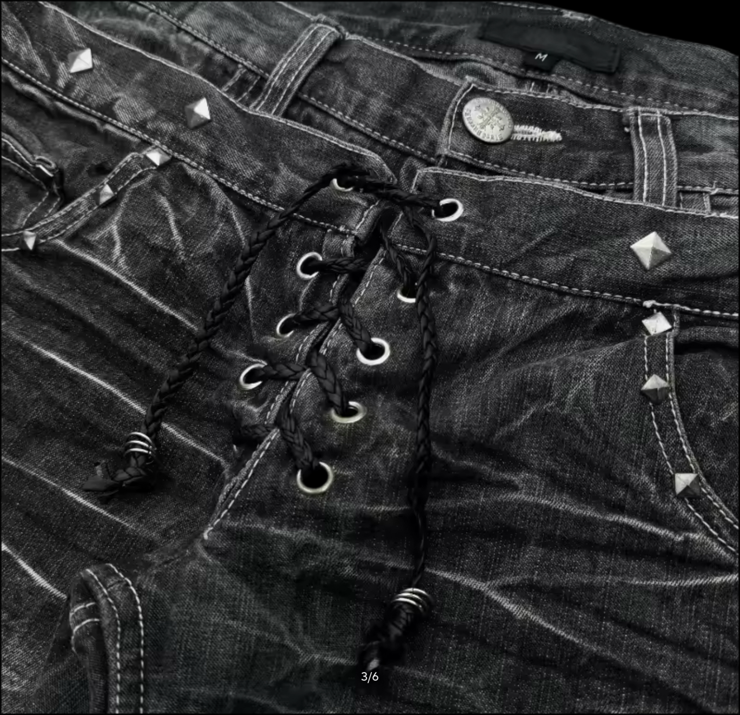BLACK RIPPED FLARED DENIM