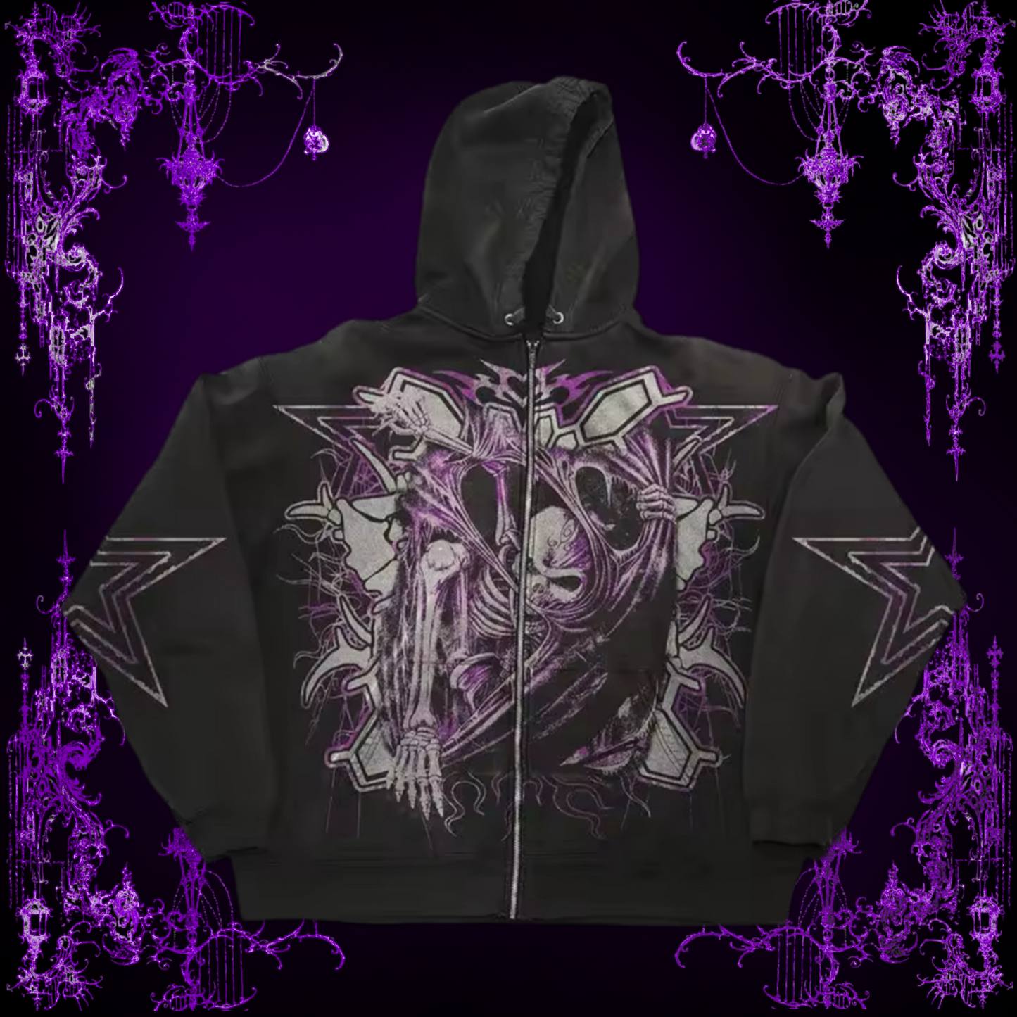 PURPLE TANGLED SKELETON ZIP UP