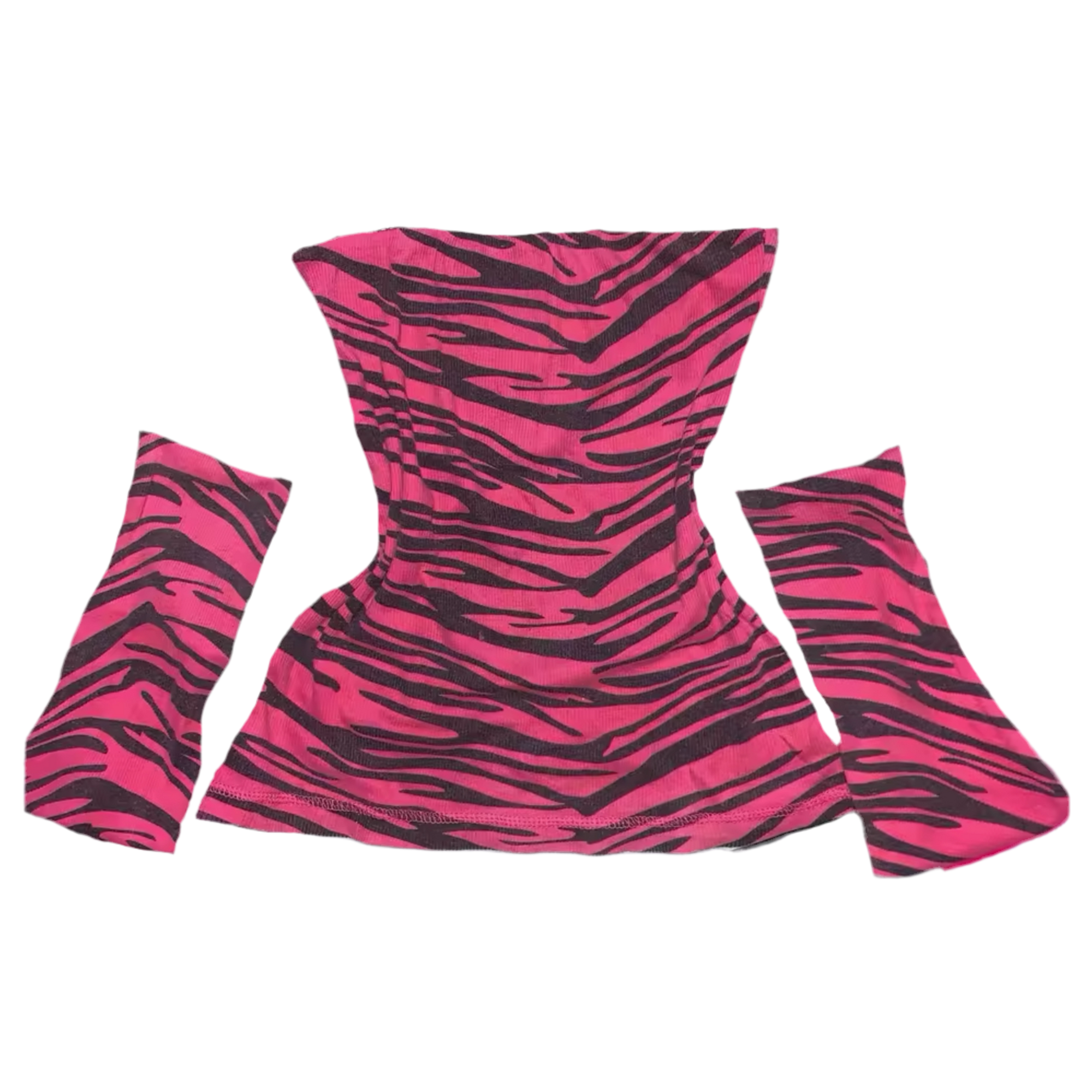 ZEBRA PRINT PINK TUBE TOP AND ARM WARMERS