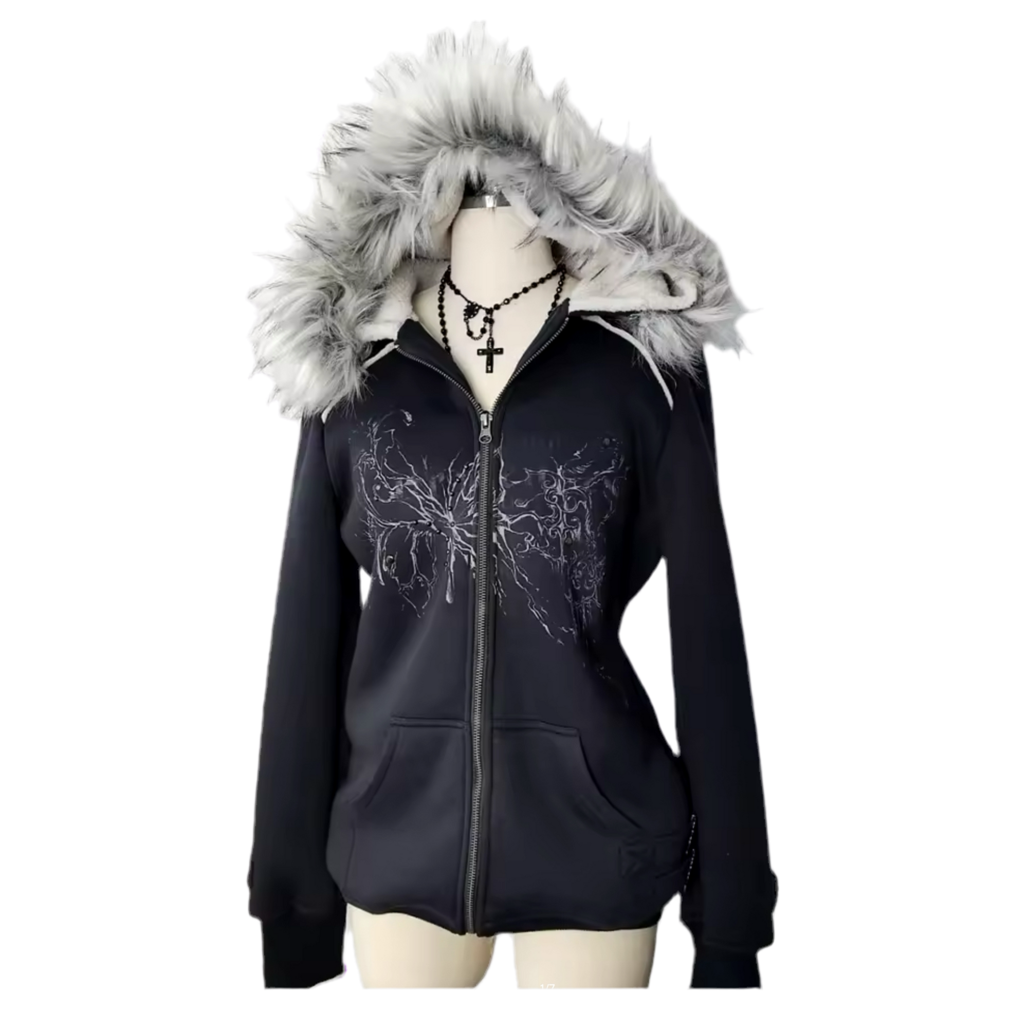 FLOWER SPLATTER FUR ZIP UP