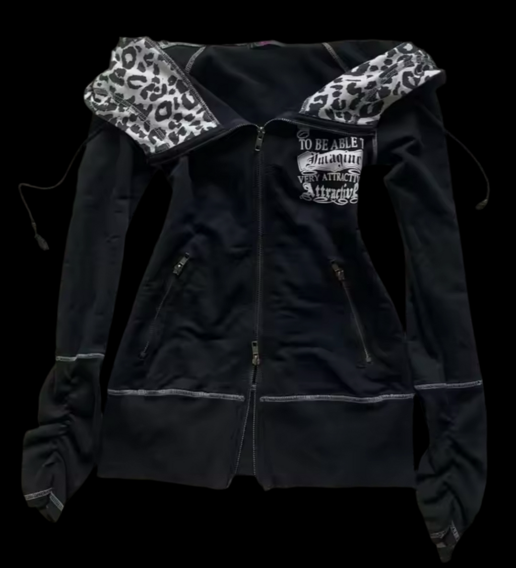 WHITE PANTHER PRINT ZIP UP