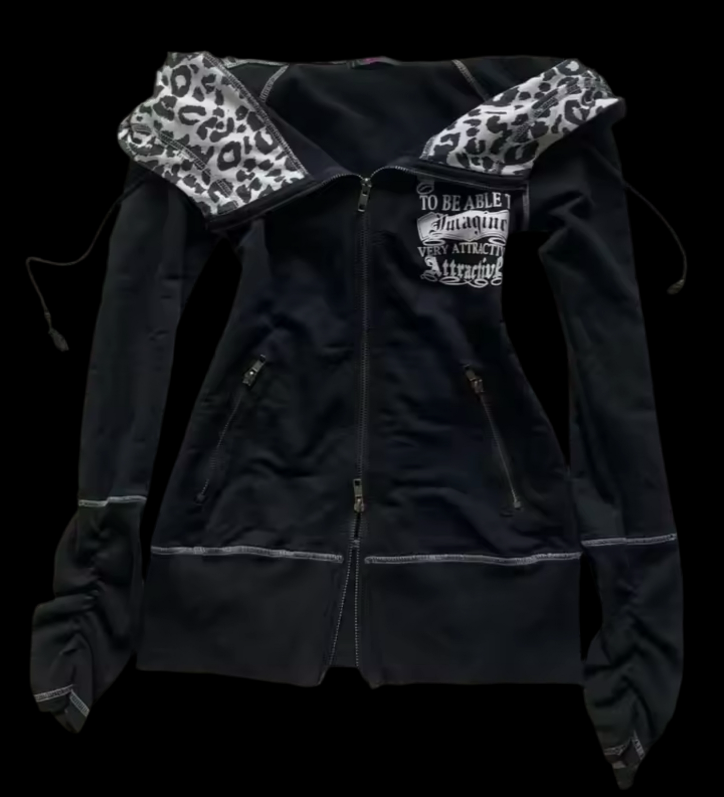 WHITE PANTHER PRINT ZIP UP