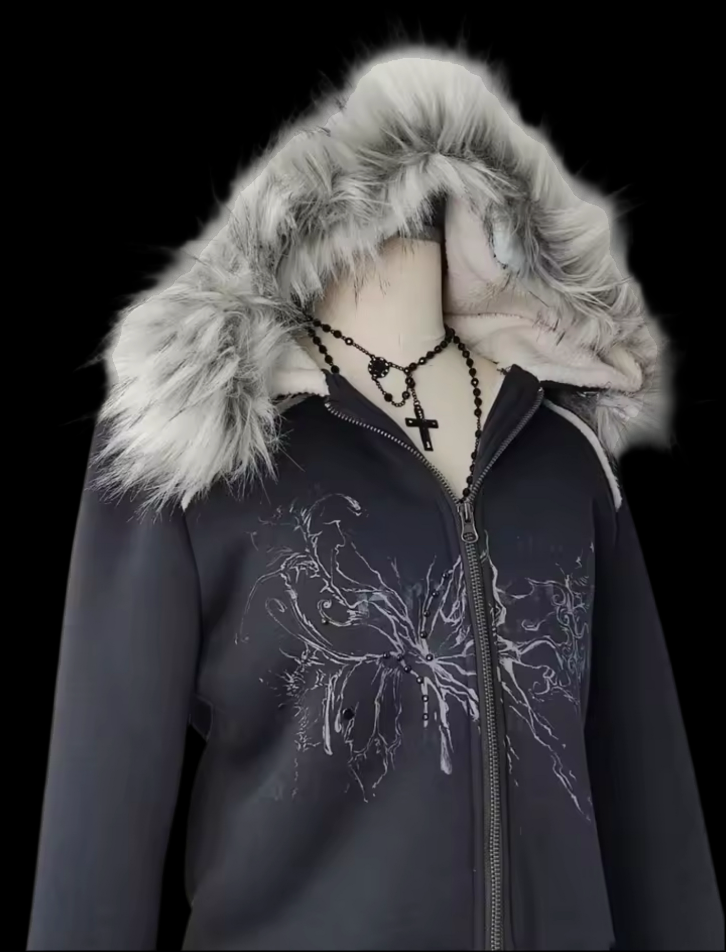 FLOWER SPLATTER FUR ZIP UP