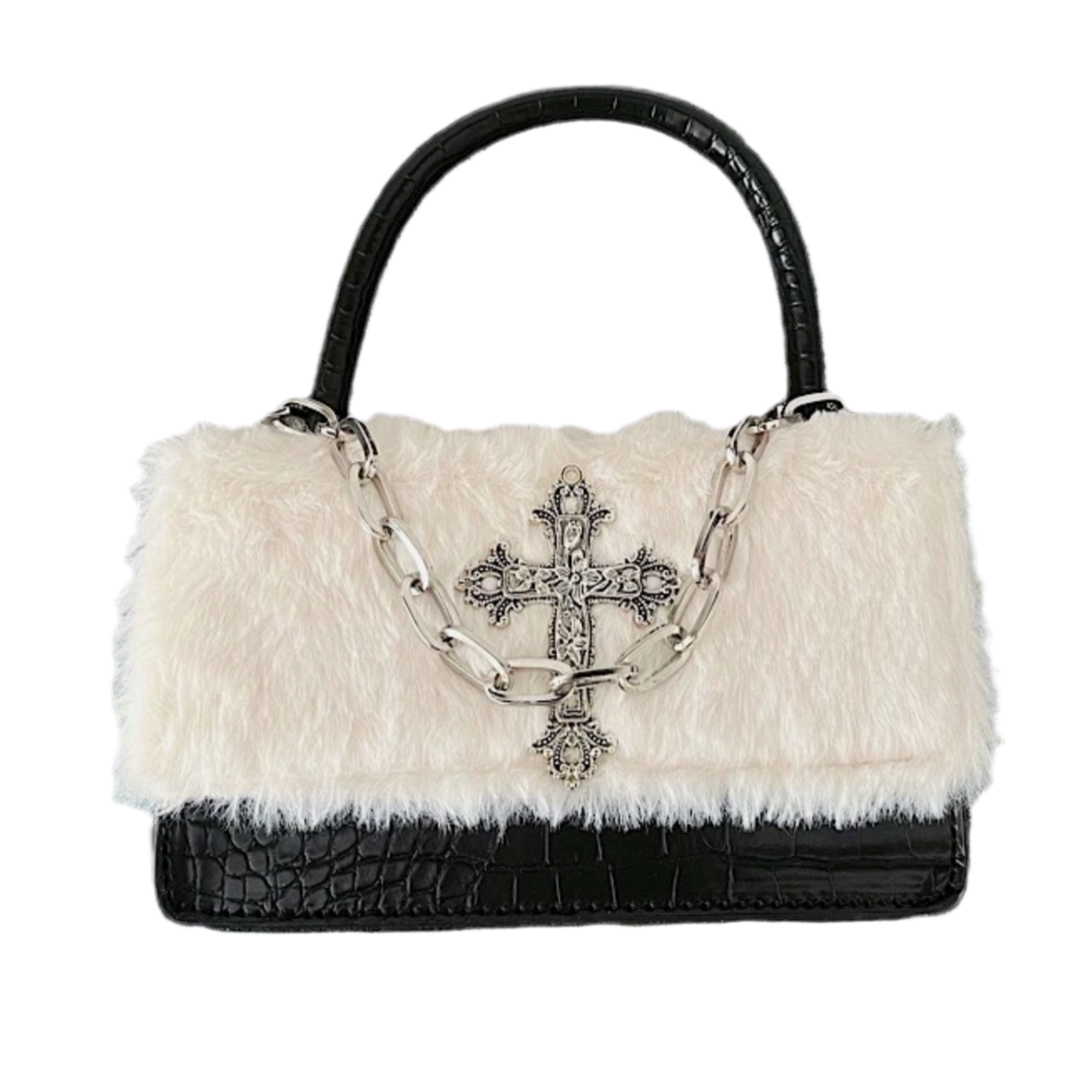 LEATHER X FUR BAG