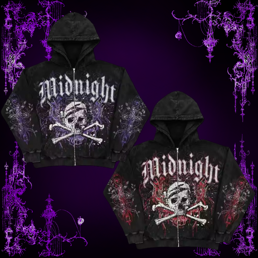 MIDNIGHT SKULL ZIP UP (Purple/Red)