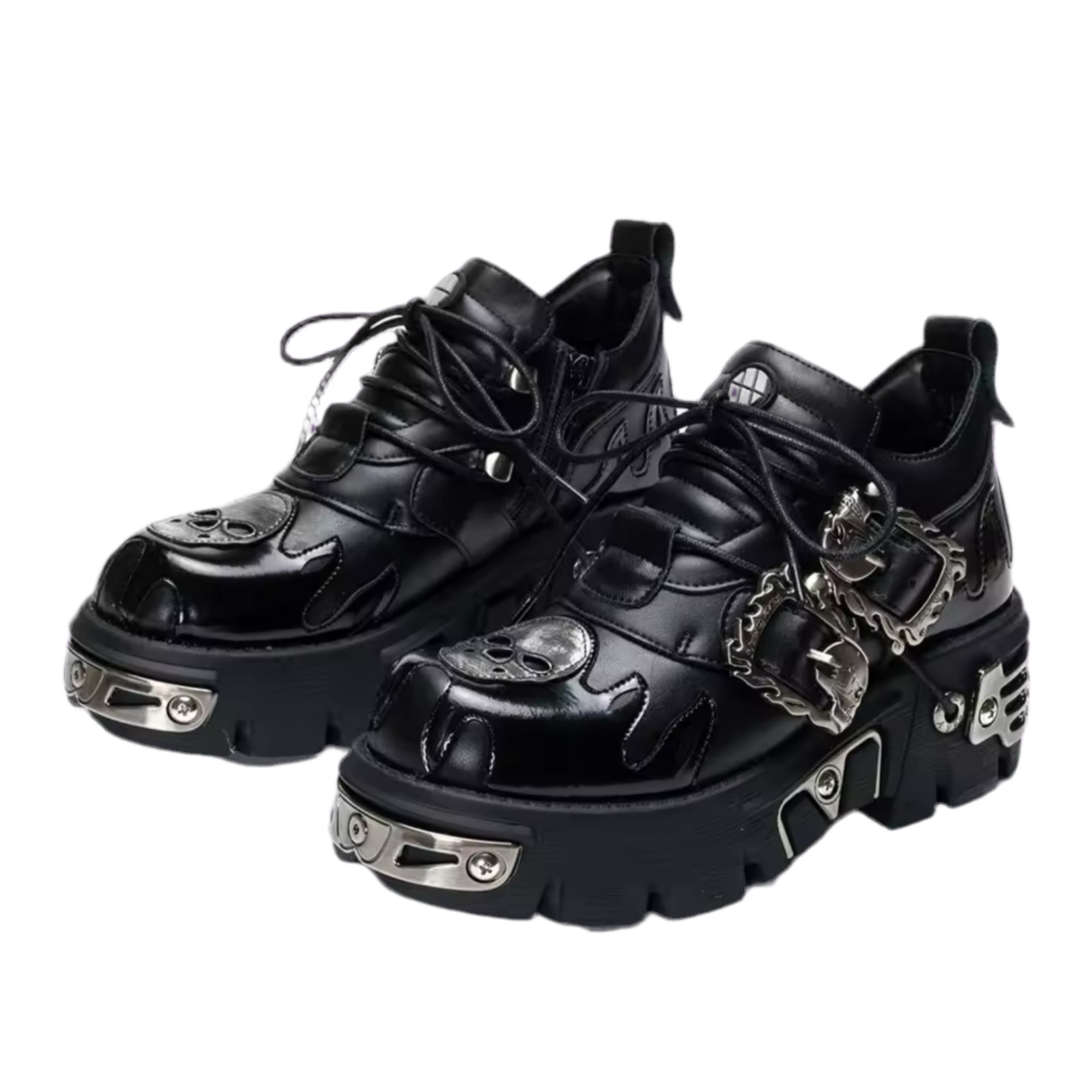 LEATHER SKULL SCREW STOMPER SHOES