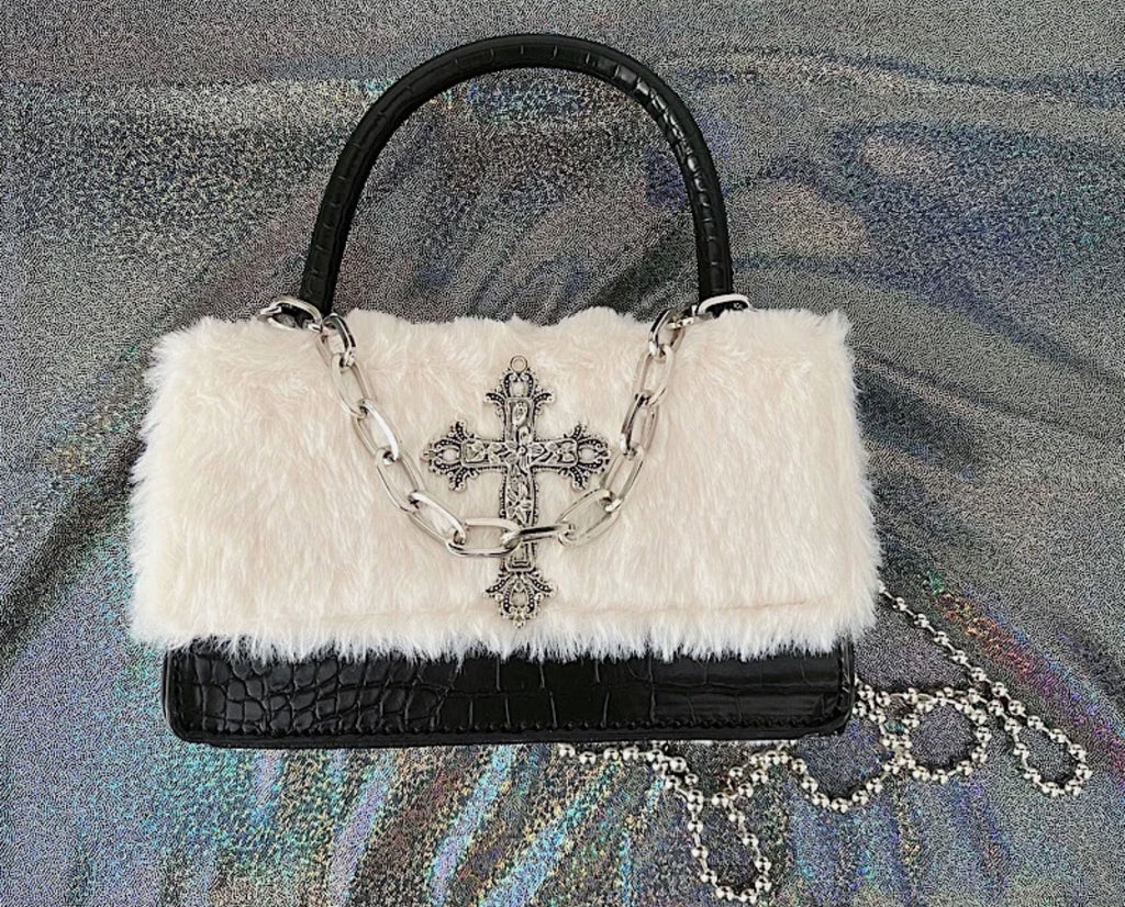 LEATHER X FUR BAG