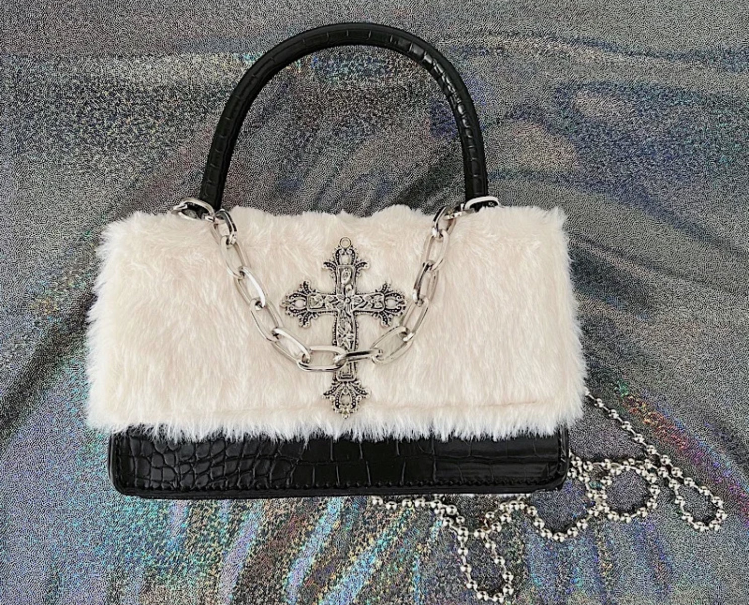 LEATHER X FUR BAG