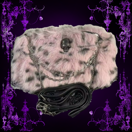 LEOPARD FLUFF SKULL BAG