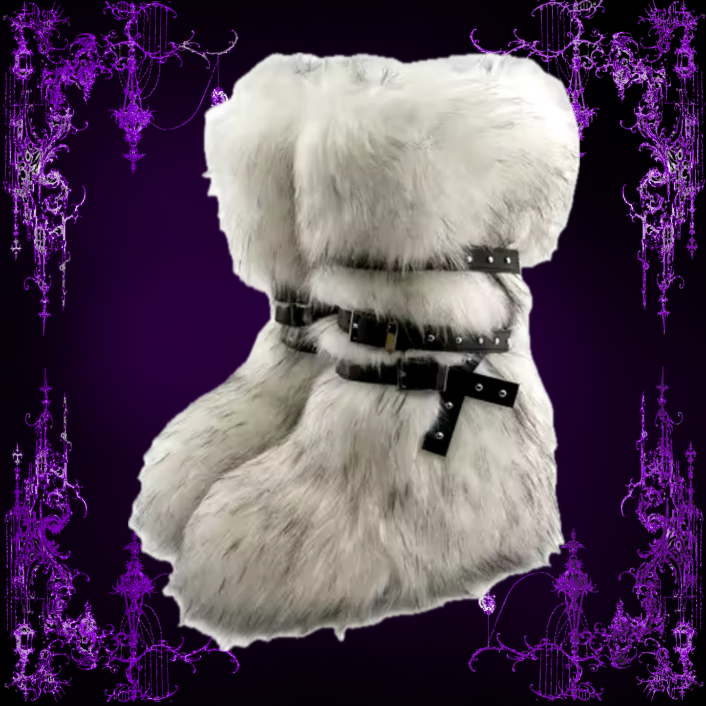 LONG FLUFFY WINTER RACCOON BOOTS WITH STRAPS (5 colours)