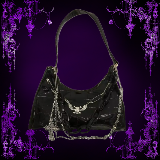 LEATHER SKULL WINGS BAG