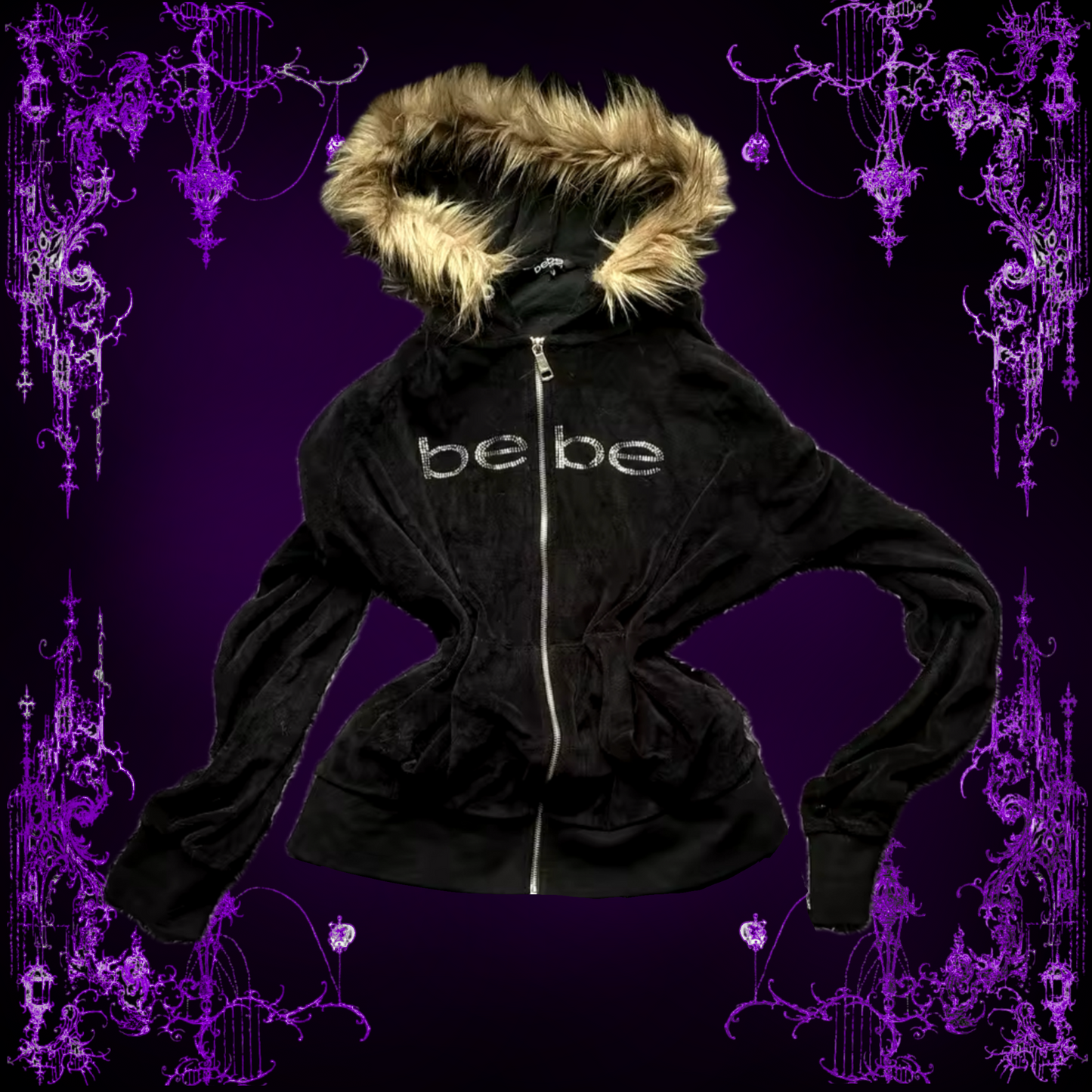 BEBE FUR HOOD ZIP UP