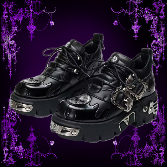 LEATHER SKULL SCREW STOMPER SHOES