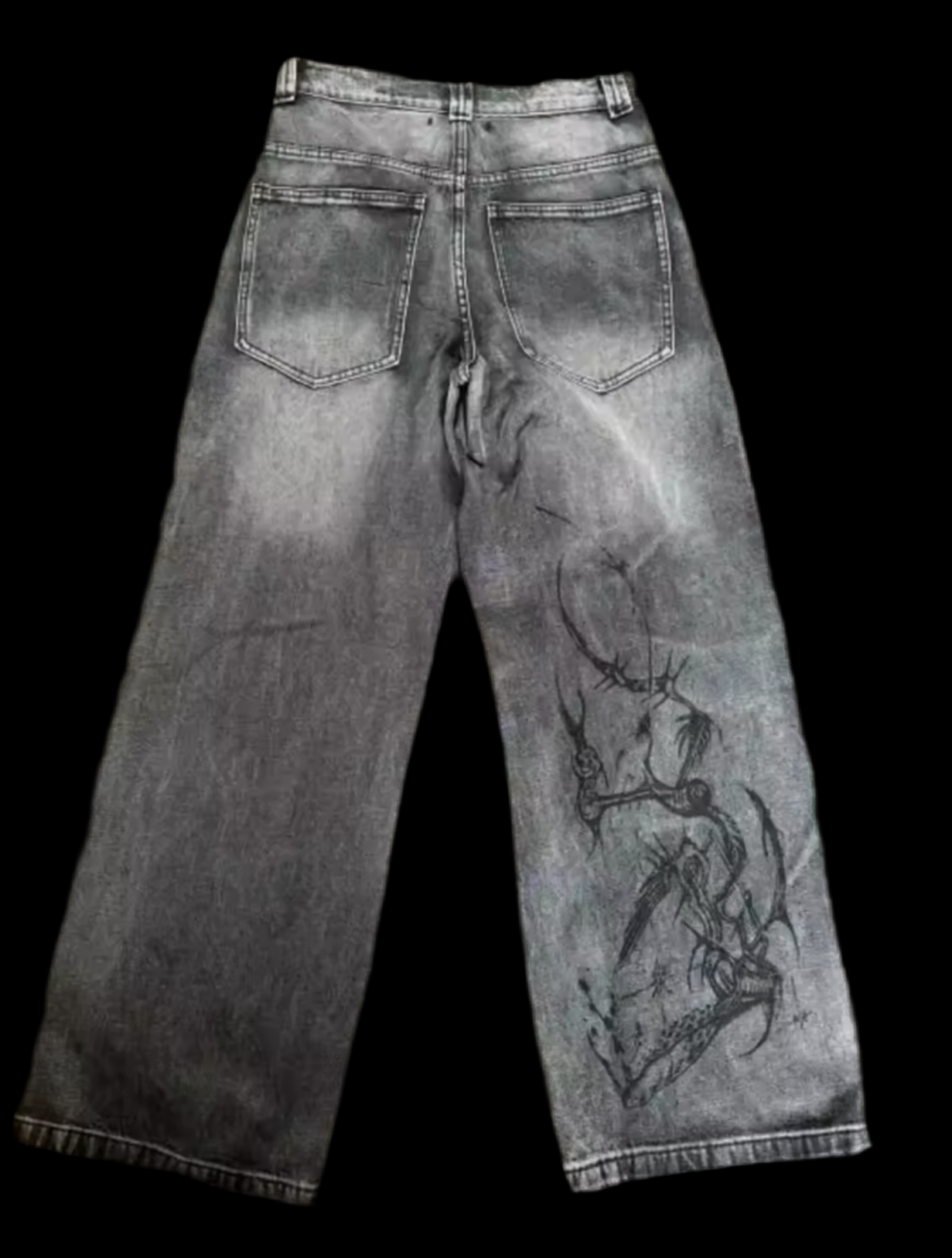 WASHED CYBER PATTERN JEANS